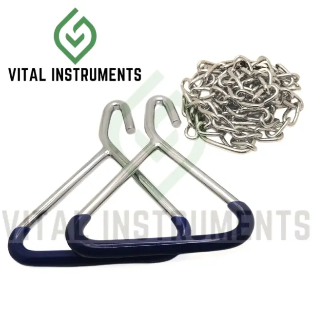 OB Chain Steel Birth Delivery 60" + 2 Handles Calf Fetus Obstetrical Veterinary