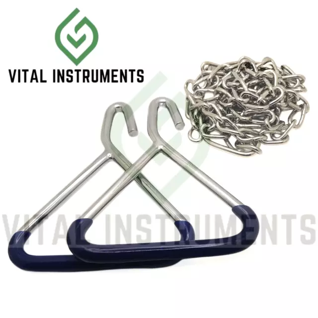 OB Chain Steel Birth Delivery 60" + 2 Handles Calf Fetus Obstetrical Veterinary