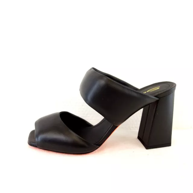 Santoni Escarpins Chaussures Sandales Mules Femmes Noir Cuir Talon Neuf