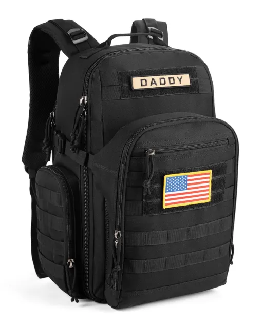 SHARKMOUTH Dad Diaper Bag Backpack - Military Baby Gear Backpacks with Daddy