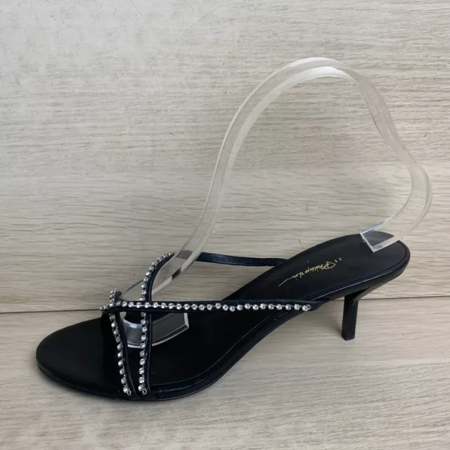 3.1 Phillip Lim “Kiddie” Black Leather Open Toe Crystal Embellished Sandals, 39 3