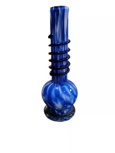 Vnt Cobalt Blue Art Glass Vase With Twisted Applied Glass Accent