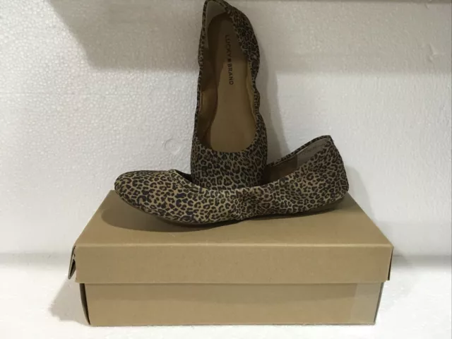 NIB Size 9 M Women's Lucky Brand LK-EMMIE Eyelash Sophia Leopard Flats
