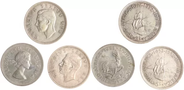 Südafrika 3 x 5 Shillings Gedenkmünzen - Silber - vz