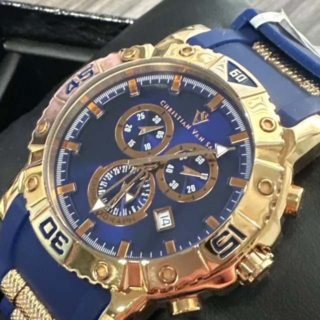 Christian Van Sant CV0513 Cosenza 45mm Men's Chronograph Blue Silicone Watch