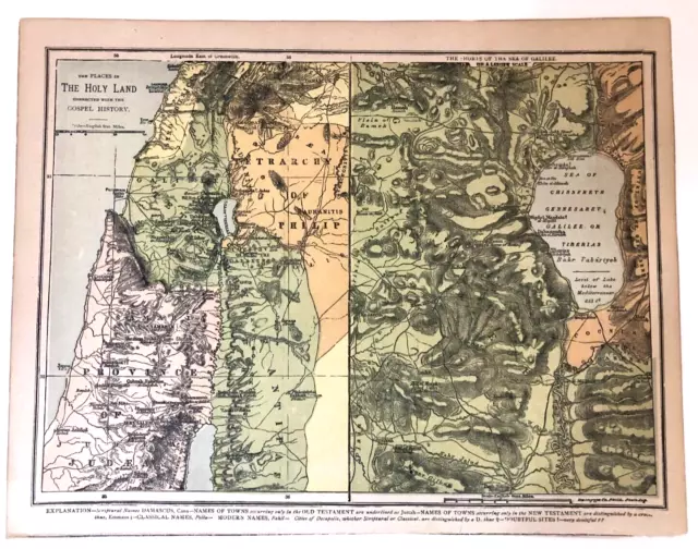 Two 19th Century Vintage HOLY LAND, JERUSALEM Maps