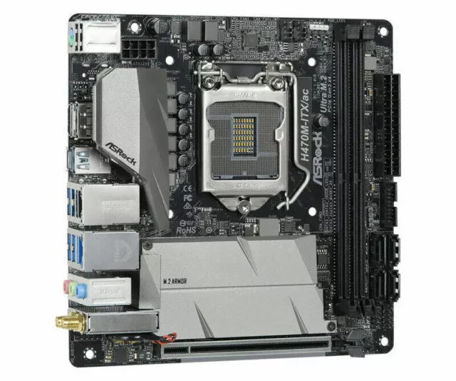 ASROCK H470M-ITX/ac Motherboard Intel H470 LGA 1200 M.2 Mini-ITX DP+HDMI DDR4 2