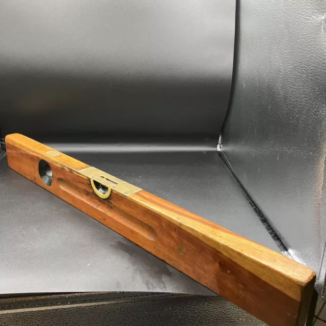 HTF STANLEY Rule & Level Co. Wood Level W Brass No. 2 Pat’d 11-3-08 5-8-06 USA