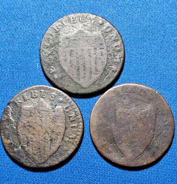1780s New Jersey Colonial Copper Coin Lot. Three Coins Total!