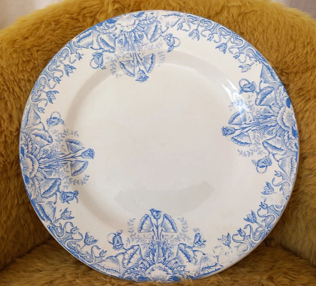 Plat Rond Ancien St Amand Lebacqz & Bouchard Decor Bleu Terre De Fer