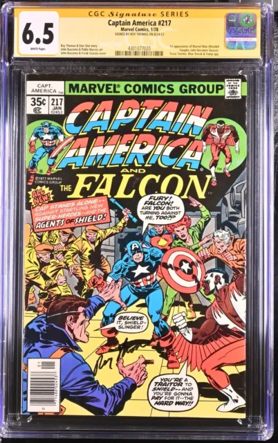 Captain America #217 -1/78 -1St App Marvel Man Quasar - Signd Roy Thomas Cgc 6.5