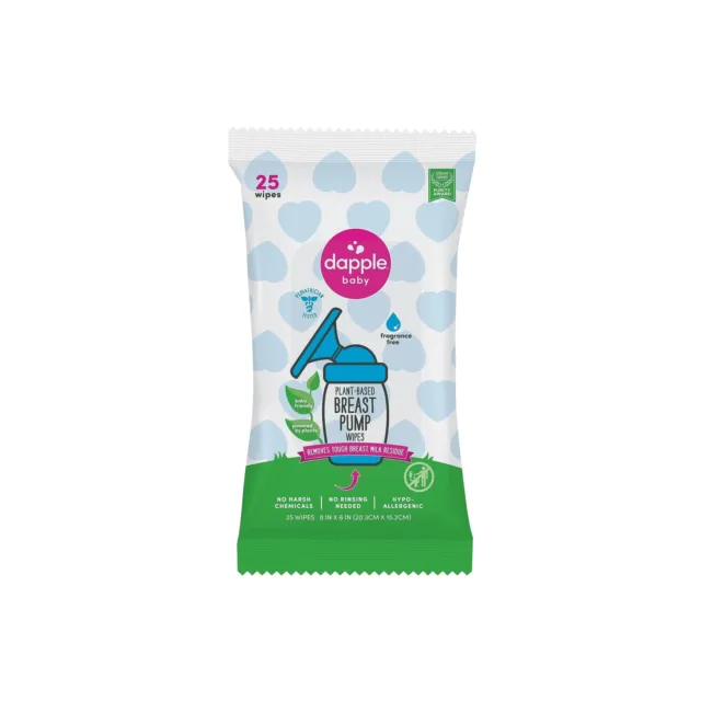 Breast Pump Wipes by Dapple Baby, 25 Count, Fragrance Free, Plant Based & Hyp...