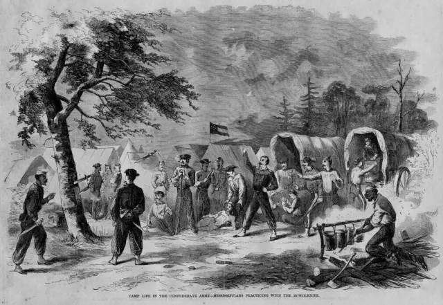 Civil War Confederate Army Camp Life Negro Cook Wagons Bowie-Knife Playing Cards