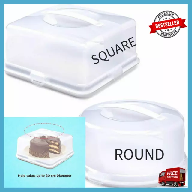 Plastic Cake Box Cake Storage Carrier Container with Handle Clear Lockable Lid