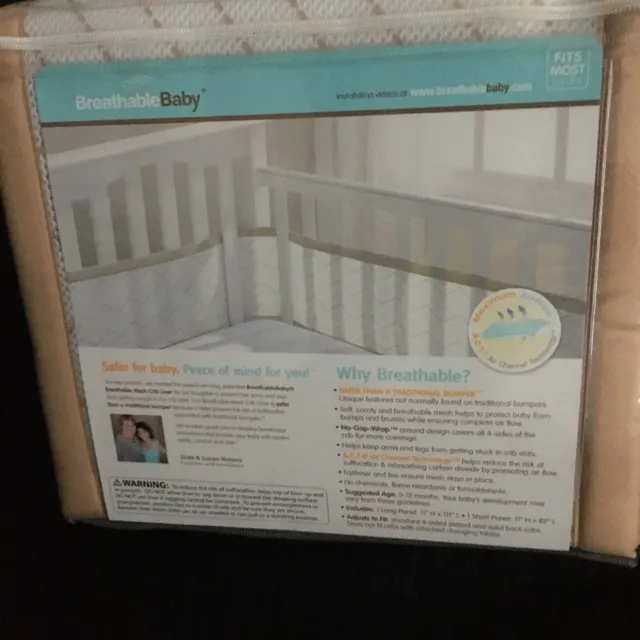 Breathable baby mesh crib liner chevron caramel