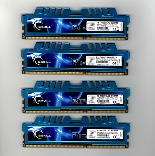 Lot G.Skill Ripjaws-X 16go (4X4go) PC3-17000 CL9  1.65V réf : F3-17000CL9D-8GBXM