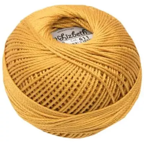 Lizbeth Egyptian Cotton Crochet Thread Size 3 Color 611 Gold