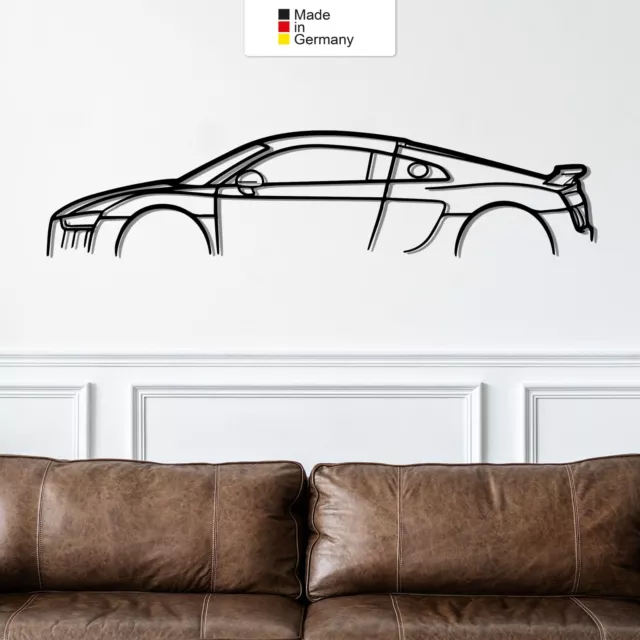 für AUDI R8 MK2, Metall Wandbild, Wanddeko, Auto Silhouette, Metal Car Wall Art