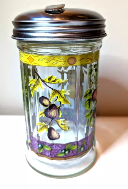 12 oz Glass Sugar Pourer with Side Flap Top, Sugar Dispenser Fruit Design