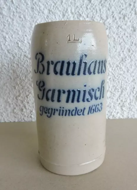 alter Bierkrug 1L Brauerei Brauhaus Garmisch Oberbayern aufgelegt