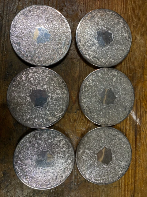 Vintage Silver Plate Coaster Set Heavy Quality 4” Diameter