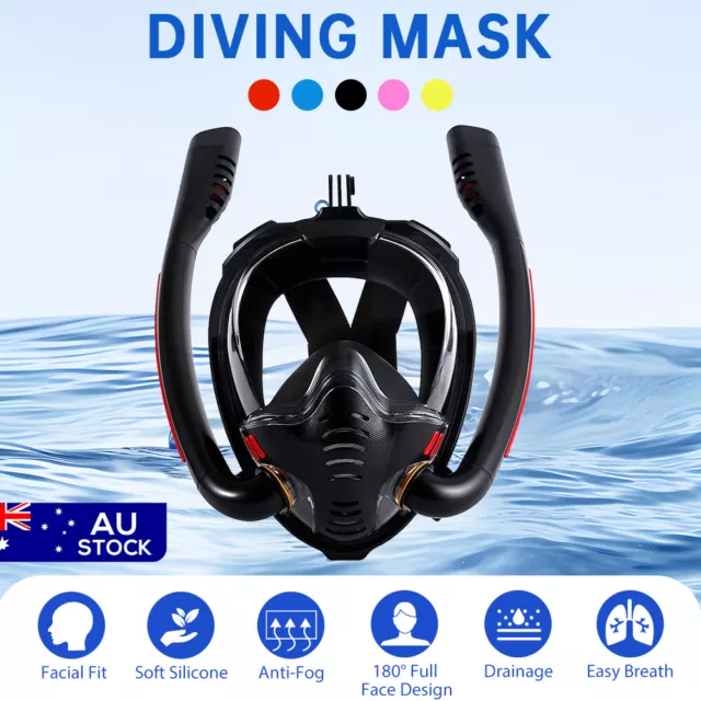 Full Face Snorkel Mask Swimming Breath Dry Diving Goggle Scuba Glass Anti-Fog AU