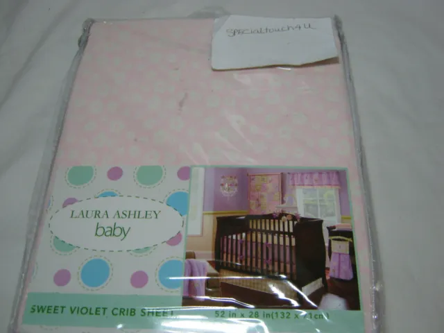 New Laura Ashley Baby "Sweet Violet" Crib Fitted Sheet - Pink/Ivory Floral NIP