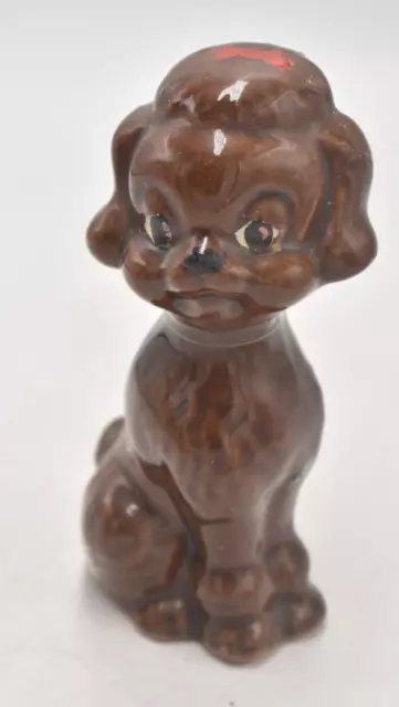 Vintage 1950's Redware Pottery Japan Poodle Dog Figurine Statue Ornament