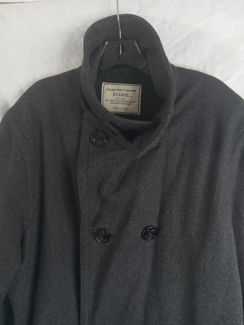Men's Xlg Tall peacoat,double Breasted gray 4 pockets,wool,70's, old school