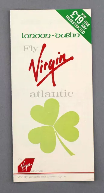 Virgin Atlantic Airline Timetable London Luton - Dublin November 1988 Ireland