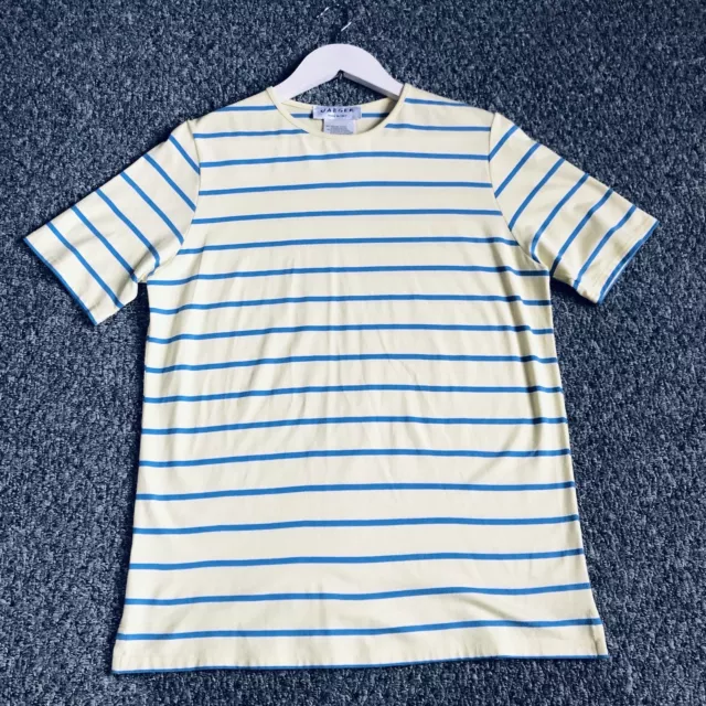 Jaeger T-Shirt Men's XS Blue Yellow Striped Crew Neck Short Sleeve Casual Tee