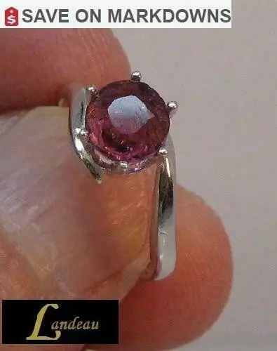 1.2 ct natural gem pink tourmaline gold on s. silver ring (5.5)v