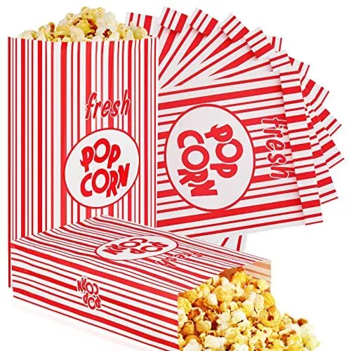 200 Pcs Paper Popcorn Bags Flat Bottom Popcorn Bags 2oz Disposable Film Popcorn