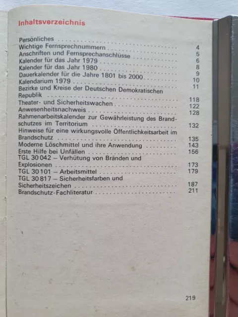 Taschenkalender der Feuerwehr 1979 DDR-Kalender 2