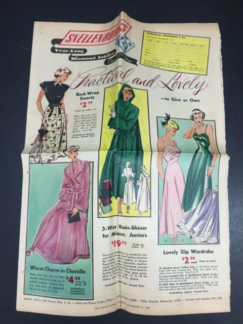 Vtg 1948 Snellenburg's Department Store Philadelphia Fashion Lingerie Print Ad