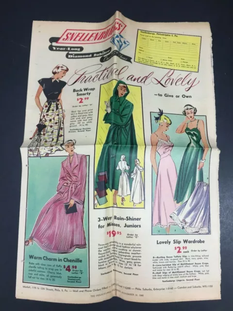 Vtg 1948 Snellenburg's Department Store Philadelphia Fashion Lingerie Print Ad