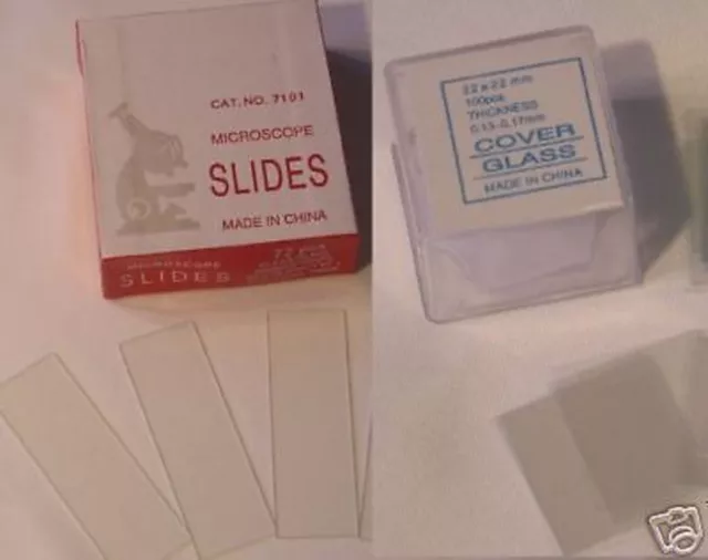 Blank Microscope Set 72 Slides 100 Cover Glass Slips 22*22 & 5 Slide Storage Box