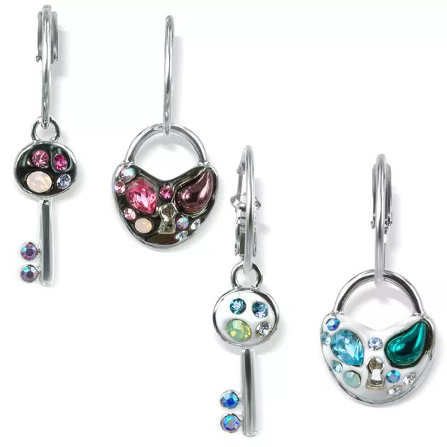 Starstruck Heart lock and key shaped womens Swarovski Elements crystal earrings