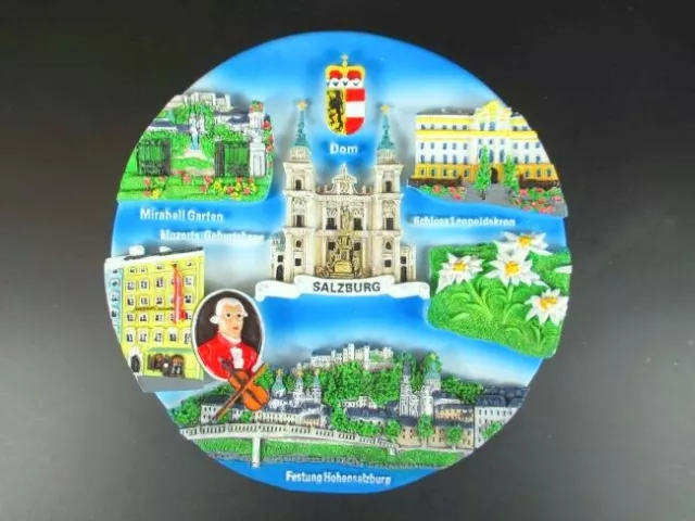 Salzburgo Recuerdo Plato 19 CM Mozart Mirabellengarten Hohensalzburg Wandteller