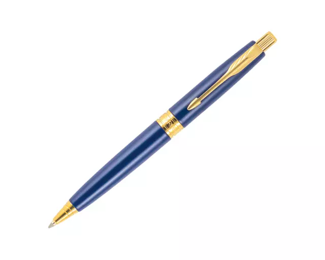 Parker Aster Matte Blue Ball Point Pen Gold Trim GT Blue Ink Gift Box Medium Nib