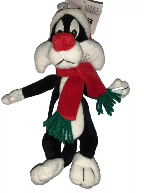 Warner Bros SYLVESTER the Cat SANTA Beanbag Plush 9" NWT 1998 Looney Tunes