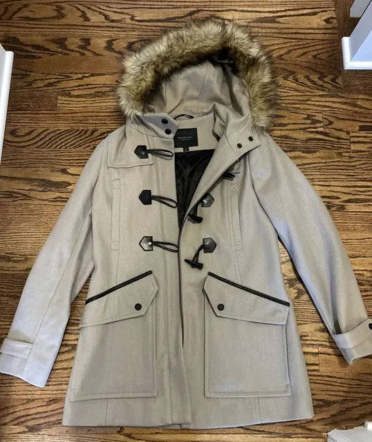 MARC NEW YORK Andrew Marc Faux Fur Hood Toggle Wool Blend Coat Size 8 ...