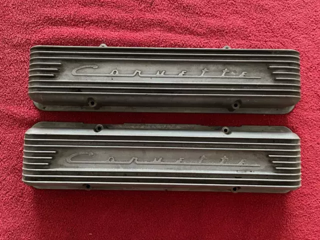 Original Gm 1956 1957 Corvette 9 Fin Aluminum Valve Covers 3726086 Finned Original Gm 1956 1957 Corvette 9 Fin Aluminum Valve Covers 3726086 Finned