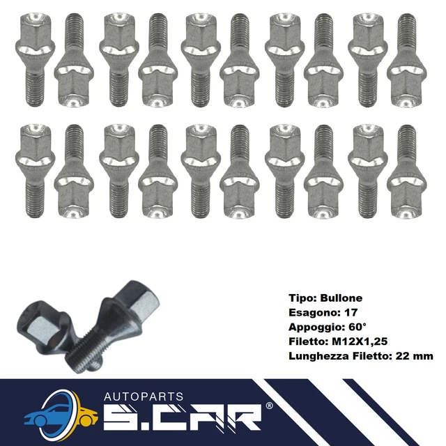 Kit 20 Bulloni Ruota Neri Per Alfa Romeo Mito Giulietta 147 156 | Farad - Acciaio Di Qualità, Made In Italy - Foto 4