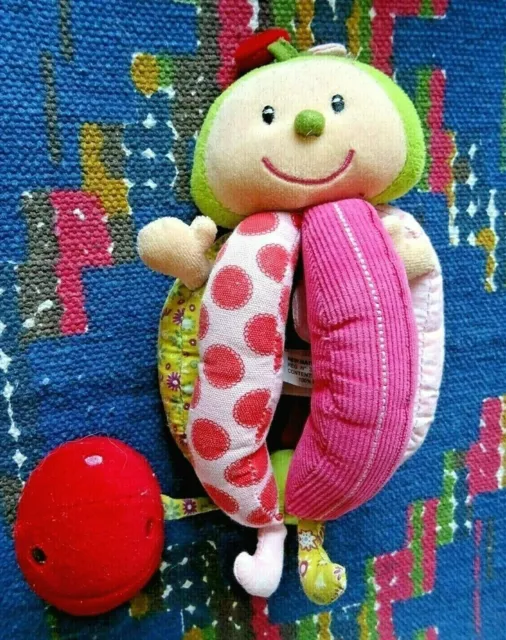 Cb/ Doudou Peluche Lilliputiens Grelot Hochet Coccinelle Ballon Rose Rouge Vert