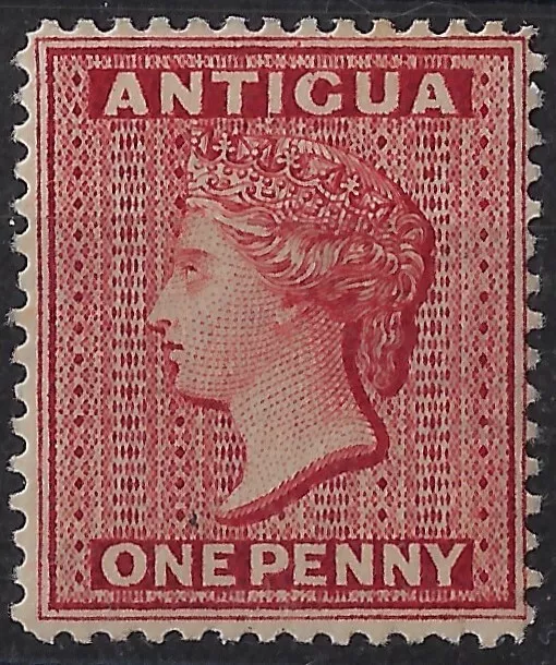 Antigua QV 1d carmine red, wmk CA, p 14, MH, sg 25/ Sc 18. CV £3.50    ($ (a1453