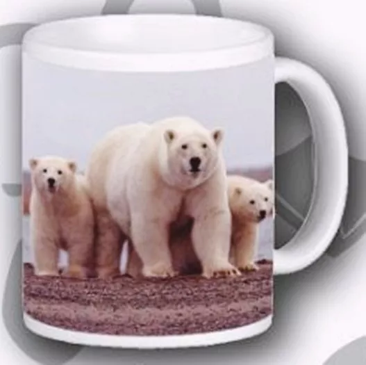 Polar Bear Mug Ceramic Wild Life Photo Polar Bears Scene Porcelain Mug Hand Deco