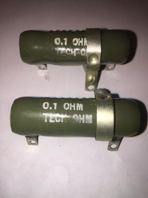 2 NEW 0.1 Ohm 25 Watt Adjustable, Tubular Ceramic Power Resistor By TECH-OHM