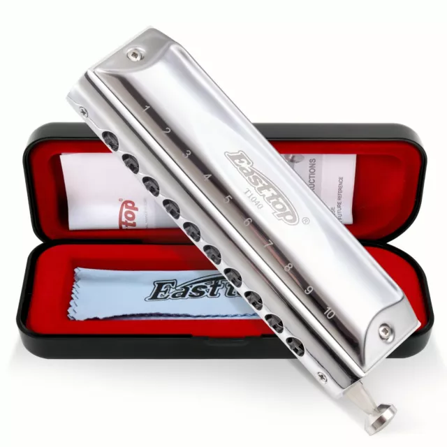 EASTTOP 10hole 40Tones Chromatic Harmonica Key of C Professional Birthday Gift