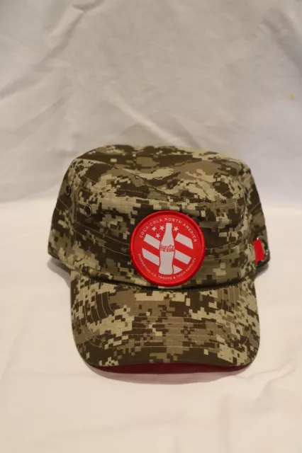 Rare Coca Cola Camouflage Baseball Cap Supporting US Troops & Their Families